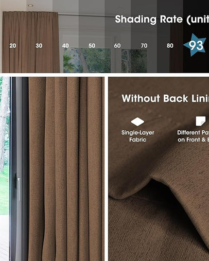 SmartWings Automatic Curtain Opener with Drapery, Motorized Vertical Blinds with Remote, Electric Closet Doors Sliding Panels Compatible with Alexa Google Homekit, 93% Blackout Brown Orange