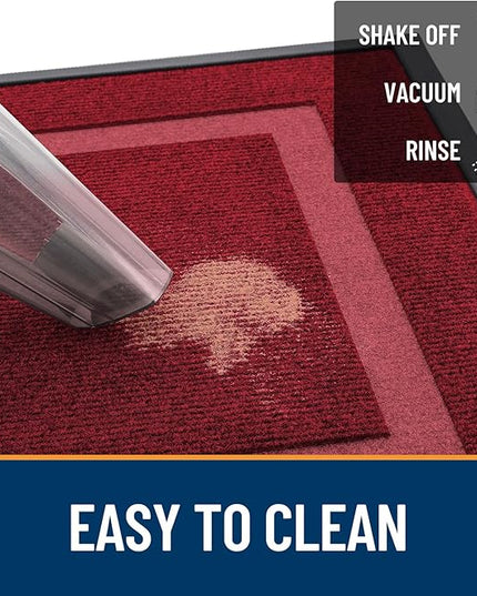 OLANLY Front Door Mat Indoor Outdoor Entrance, Waterproof All-Season, All-Weather Doormat, Sturdy Natural Rubber, Fade Resistant, Low Profile, Easy Clean Patio Porch Entryway Mat, 71x23, Wine Red
