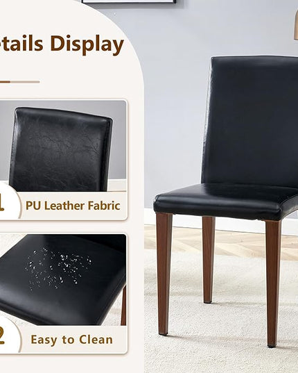 Dining Table Set for 6，Dinner Table Set for 6，71'' Kitchen Table and PU Leather Chairs Set of 6，6 Chair Dining Table Set for Kitchen Dining Room