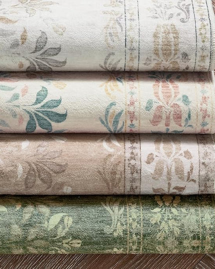 jinchan Hallway Runner Rug 2x8 Vintage Floral Distressed Design - Machine Washable Non-Slip Low-Pile Soft Thin Faux Wool Kitchen Christmas Carpet for Farmhouse Bedroom Laundry Room(2x8ft, Dark Green)