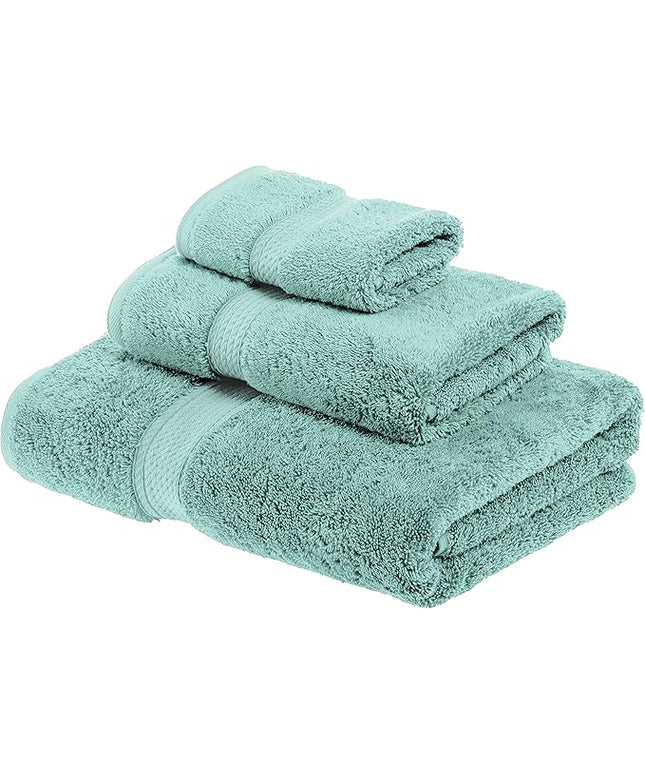 Superior Egyptian Cotton Pile 3 Piece Towel Set, Includes 1 Bath, 1 Hand, 1 Face Towel/Washcloth, Ultra Soft Luxury Towels, Thick Plush Essentials, Guest Bath, Spa, Hotel Bathroom, Sea Foam