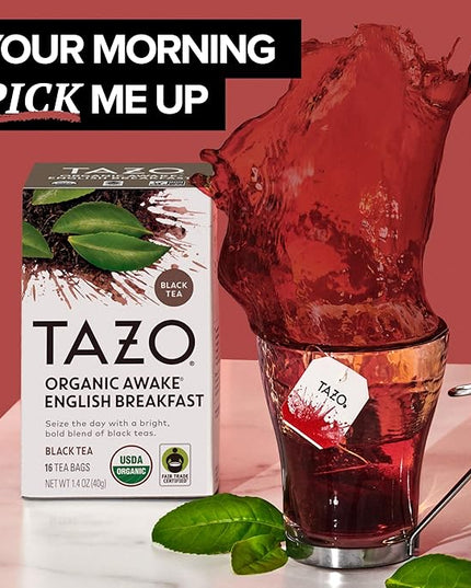 TAZO Tea Bags, Regenerative Organic: Chai Black Tea, Awake English Breakfast Black Tea, & Earl Grey Tea 16 CT (1ea) (Variety Pack)
