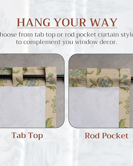 Maison d' Hermine Curtains for Living Room 100% Cotton 84 inch Length Two Panels Light Filtering Curtains for Bedroom Windows with Rod and Loop Pockets Drapes (Artisan Love Mint, 50" W x 84" L)