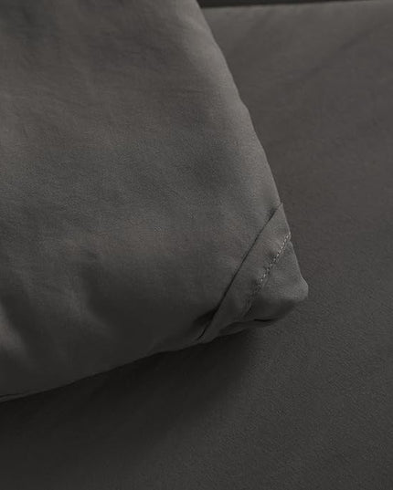 NTBAY Twin Comforter Set with Sheets, 5 Pieces Soft and Breathable Twin Bedding Set, Twin Bed in a Bag, Down Alternative Comforter Set Solid Color All Season, Kids Bedding Set, Dark Grey