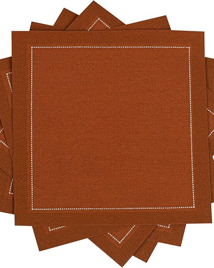 Five Star Napkins Luxury Cotton Cloth Cocktail Napkins - Bar Napkins, Party Napkins, Beverage Napkins, Events, Holiday, Wedding, Birthday, Parties - 4.5" x 4.5" - Disposable (50 x) Caramel