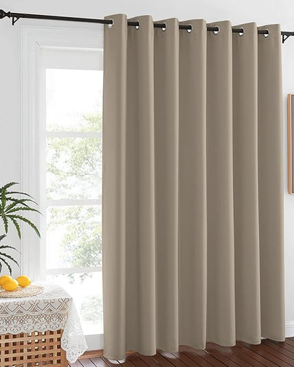 NICETOWN Blackout 84 inch Curtains for Sliding Glass Door, Grommet Thermal Insulated Room Darkening Window Treatment Sound Reducing Drapes for Room Divider, Taupe, 1 Panel, W100 x L84