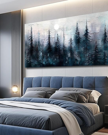 Canvas Wall Art for Living Room Large Wall Decor for Office Bedroom Decoration Foggy Forest Landscape Picture Black and White Painting Artwork Wall Mural Aesthetic Home Decor 30"X60"