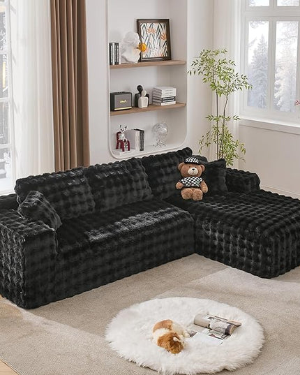 TYBOATLE 107’’ Boneless Memory Foam Couch, Cloud Sectional Couches for Living Room w/Upgraded Fabric, Deep Seat Comfy Fluffy L Shaped Modular Sectional Sofa
