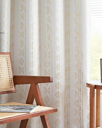 jinchan 95% Blackout Boho Curtains 108 Inches Long for Christmas Bedroom Living Room Decor Festive Xmas Golden Geometric Foil Printed Curtain Grommet Top Room Darkening Drapes 2 Panels