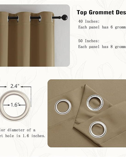 Simplebrand Taupe Curtains for Bedroom Living Room 72 Inches Long 2 Panels Set, Room Darkening Thermal Insulated Curtains & Drapes, Solid Grommet Noise Reducing Window Treatment, W50 x L72 Inch