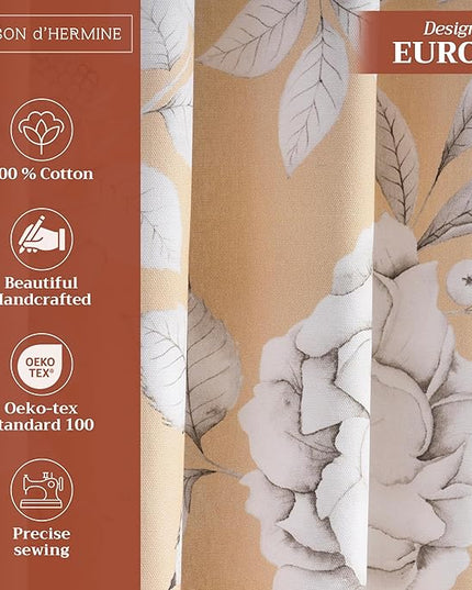 Maison d' Hermine Curtains for Living Room 100% Cotton 124 inch Length Two Panels Light Filtering Curtains for Bedroom Windows with Rod and Loop Pockets Drapes (Pretty Autumn, 50" W x 124" L)