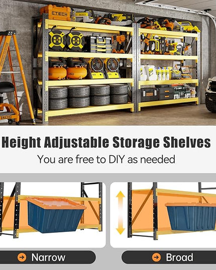 48" W Storage Shelves Heavy Duty, 4000LBS Metal Garage Shelving Units, 4 Tier Adjustable Shelf, Garage Storage Shelves Rack, Industrial Shelving for Warehouse, Basement,48" W x 20" D x 79" H