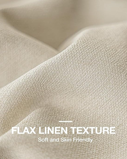 Blackout Curtains Thick Soft Curtain 2 Panels for Bedroom, Linen-Look Textured Full Light Blocking Room Darkening Thermal Insulated Drapes for Bathroom/Kitchen Windows (W52xL45, Cream)