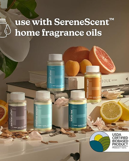 Homedics SereneScent Waterless Home Fragrance Diffuser, Use with Homedics SereneScent Oil (Sold Separately), Patented Air Diffusion Technology, Clean & Natural Fragrance, Enhances Mood, Large Rooms