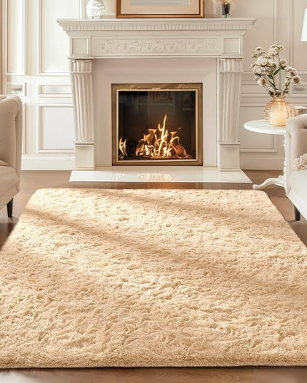Ophanie Beige Rugs for Bedroom Living Room, Fluffy Fuzzy Furry Carpet, Plush Soft Shaggy Bedside Indoor Floor 4x6 Area Rug for Kids Girls Boys Baby Teen Dorm Nursery Home Decor Aesthetic