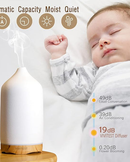 VIVITEST Aromatherapy Diffuser,250ML Ceramic Ultrasonic Essential Oil Diffuser for Aromatherapy (250ML)