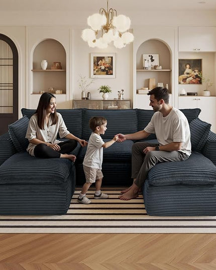110" Sectional Couches for Living Room Boneless Couch Upholstered Cloud Couchs Sectional Modular Sectional Sofa with L Shaped