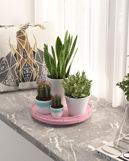 9" Oak Wood Decorative Tray for Home Decor, Tray for Coffee Table Decor Perfume Nightstand Vanity Bathroom Trays for Counter Candle Jewelry Makeup Farmhouse Table Centerpiece for Dining Room Pink