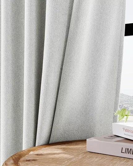 Joydeco Light Filtering Curtains 108 Inch Length for Bedroom, Faux Linen Curtains 108 Inches Long for Living Room, Pinch Pleat Curtains for Living Room 108 Inch Length(52x108 inch, Greyish White)