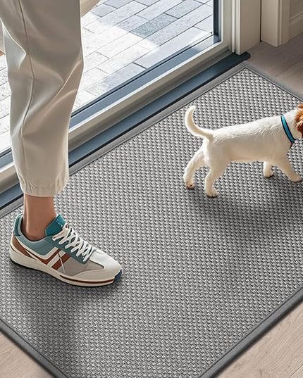 LEKEEPGO Door Mat 17"x29", Non Slip Door Mat Indoor Entrance, Rubber Backing Front Indoor Door mat Washable Absorbent Low-Profile Entryway Entry Resist Dirt Inside Door Mats, Light Grey