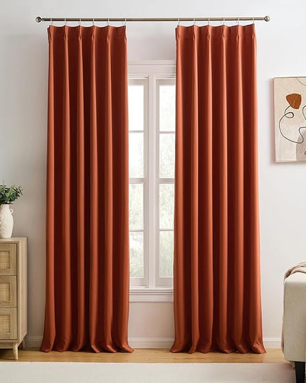 KEQIAOSUOCAI 92 Inch Custom Blackout Curtains for Living Room 2 Panels Set,Copper Pinch Pleat with Hooks Hippie Decorative Pleated Window Drapes Rustic Western Curtain for Bedroom Cabin W40 x L92