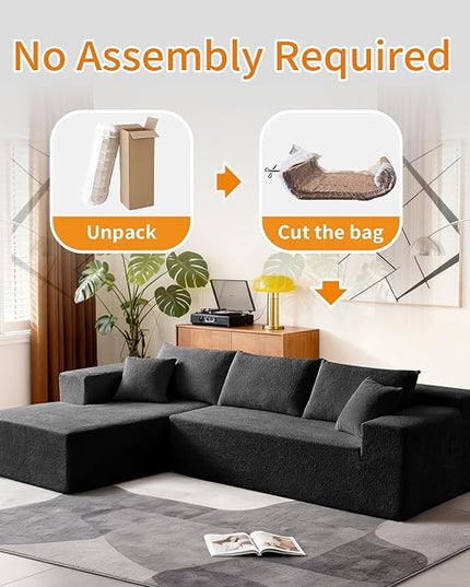 103.54'' Sectional Sofa, Raindrop Velvet Fabric L Shaped Sofa, 4 Seat Modern L Shape Couch with 2 Pillows Right Hand Lounge for Living Room, Office