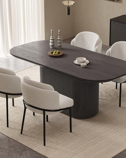 Guyii 5-Piece Oval Dining Table Set, 70" Modern Kitchen Table with 4 Chairs, Indoor Rectangular Dining Room Table for Kitchen, Living Room, Black