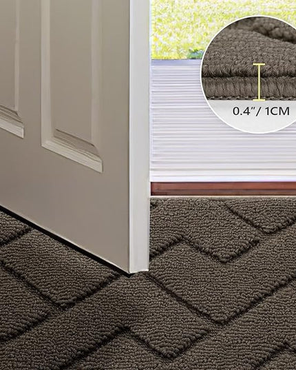 hicorfe Front Door Mat Outside Entrance,36"x59" Absorbent Muddy Dirt Resist Welcome Door Mats Outdoor Indoor,Stain and Fade Resistant,Non Slip Backing Entry Mat Doormat for Entryway(Latte)