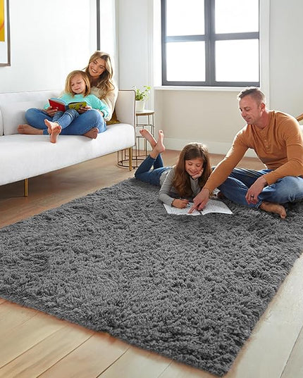 Ophanie Rugs for Living Room, Upgrade Non-Slip Fluffy Soft 5x8 Area Rug, Shag Large Fuzzy Plush Carpets for Bedroom Grey, Shaggy Gray Kids Boys Girls Dorm Nursery Home Decor Aesthetic