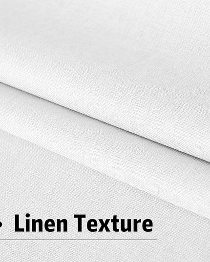 DUALIFE Pure White Linen Blackout Curtains 132 Inch Length 2 Panels Set for Living Room Bedroom Back Tab Thermal Insulated 100% Black Out Linen Drapes 11 ft Window Curtains 132 Inches Long
