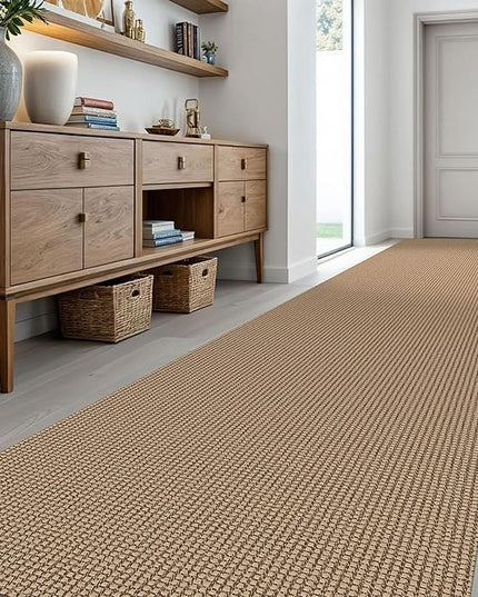 KOZYFLY Extra Long Runners for Hallways 3x18 ft Washable Kitchen Runner Non Slip Rubber Backed Hallway Rug Cotton Entryway Runner Rug Floor Carpet for Indoor Hall, Kitchen, Stair, Tan/Orange/Brown