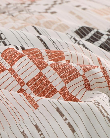 MaiRêve Full Size Comforter Sets, Classic Plaid Farmhouse Bedding Sets 7 Pieces, Beige All Season Bed in A Bag with Sheets, Pillowcases & Shams