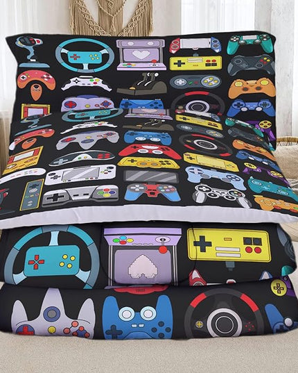 Sunnycitron Gaming Comforter Boys Bedding Sets Queen Comforter Sets Gamer Bedding Sets for Boys Gamer Bed Set Teen Boy Gamer Room Decor Gaming Comforter Set,1 Comforter 2 Pillowcases