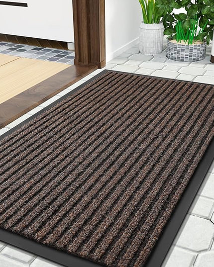 Yimobra Front Door Mat Outdoor Indoor Entrance, 100% Waterproof All-Season All Weather Doormat, Welcome Matt Outside Entry, Non Slip, Low Profile, Heavy Duty Patio Porch Floor Mats,36 x 17