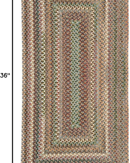 Capel American Heritage Moss Multi 0' 24" X 0' 36" Concentric Rectangle Braided Rug