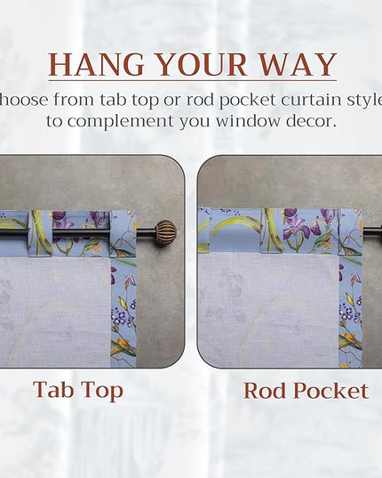 Maison d'Hermine Curtains for Living Room 100% Cotton 124 inch Length One Panel Window Curtains for Bedroom with Loop & Rod Pockets - Iris - Blue, 50" W x 124" L