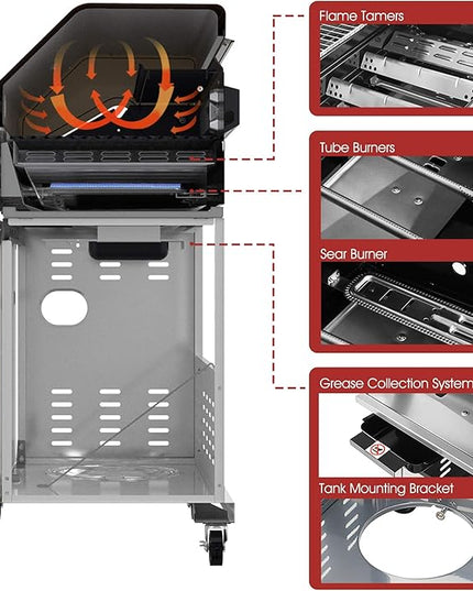 Royal Gourmet GA5403C 5-Burner Propane Gas Grill with Side Burner & Warming Rack, Outdoor BBQ Grill with 74,000 BTUs Output & 738 Sq. in. Cooking Area for Outdoor Barbecue, Coffee