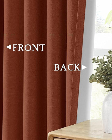 ChrisDowa 100% Blackout Terracotta Solid Curtains 54 Inches Long 2 Panels for Bedroom Living Room,Farmhouse Room Darkening Thermal Insulated Soundproof Grommet Top Window Treatment Drapes,52x54