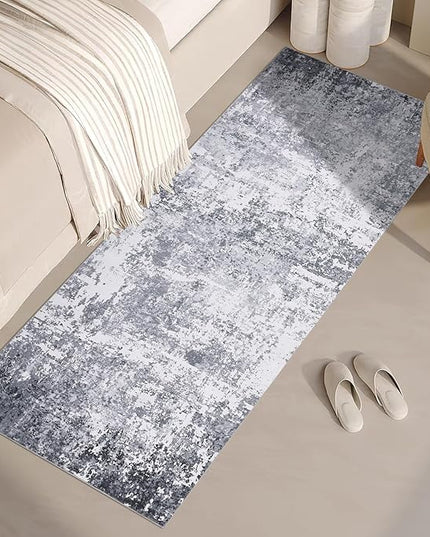 Modern Abstract Runner Rug 2x5 Washable Non Slip Stain Resistant Rug for Bedroom Living Room Non Shedding Low Pile Indoor Floor Cover,Light Grey