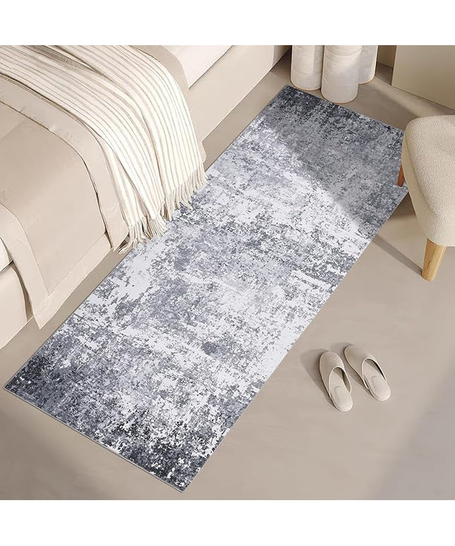 Modern Abstract Runner Rug 2x5 Washable Non Slip Stain Resistant Rug for Bedroom Living Room Non Shedding Low Pile Indoor Floor Cover,Light Grey