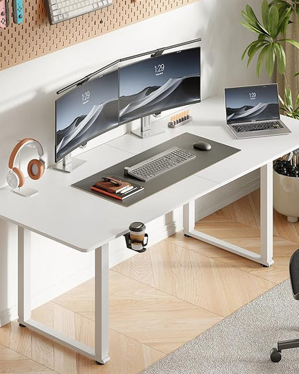 71x32 Inch Adjustable Standing Desk with 4 Legs, Stand-up Desk Features a Spacious Rectangular Top, Dual-Motor Lift, and Memory Presets (28-46Inch) for Home Offices or Computer Workstations, White