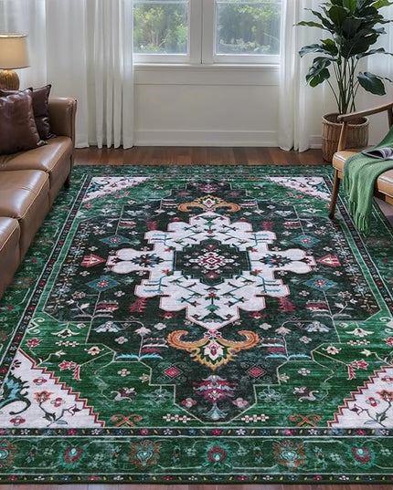 Ciicool Area Rug 5x7ft Washable Rugs for Living Room Non-Slip Indoor Rugs Large Low-Pile Mat Floor Carpet Vintage Rug for Bedroom Dinning Foyer Decor