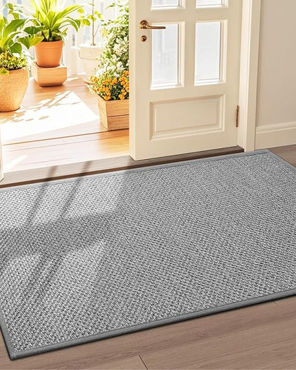 LEKEEPGO Door Mat 36"x59", Non Slip Door Mat Indoor Entrance, Rubber Backing Front Indoor Door mat Washable Absorbent Low-Profile Entryway Entry Resist Dirt Inside Door Mats, Light Grey