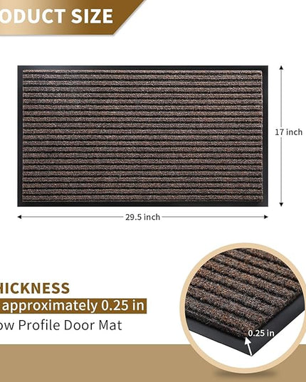 Yimobra Front Door Mat Outdoor Indoor Entrance, 100% Waterproof All-Season All Weather Doormat, Welcome Matt Outside Entry, Non Slip, Low Profile, Heavy Duty Patio Porch Floor Mat,29.5 x 17, Brown