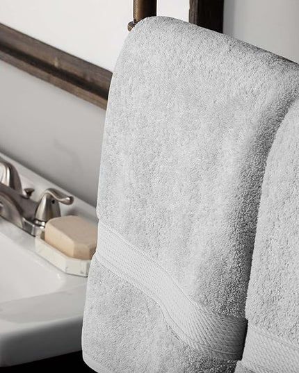 Superior Egyptian Cotton Pile 10 Piece Towel Set, Includes 2 Bath, 4 Hand, 4 Face Towels/Washcloths, Ultra Soft Luxury Towels, Thick Plush Essentials, Guest Bath, Spa, Hotel Bathroom, Silver