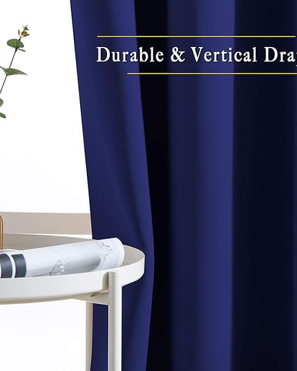 NICETOWN Blackout Curtain Panels 84 - Window Treatment Energy Saving Thermal Insulated Solid Grommet Blackout Drapes for Living Room (Navy Blue, 1 Pair, 52 by 84-Inch)