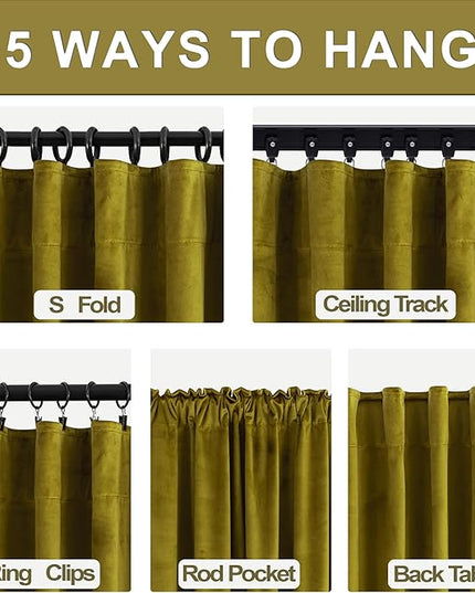 KOUFALL Chartreuse Green Velvet Christmas Curtains for Living Room, Maximalism Quirky Eclectic Mid Century Modern Psychedelic Vintage Bold Curtains for Bedroom, Wide 52 x 108 Inch Long, 2 Panels Set