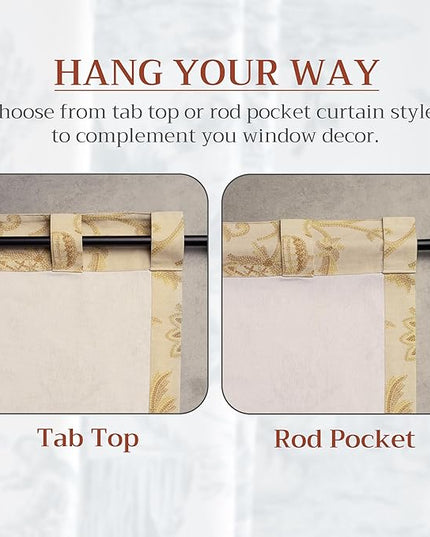 Maison d' Hermine Curtains for Living Room 100% Cotton 124 inch Length One Panel Light Filtering Curtains for Bedroom Windows with Rod and Loop Pockets Drapes (Artisan Love Cream, 50" W x 124" L)