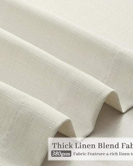 Pleated Memory Shaped Natural Linen Curtains Short, Pinch Pleat Light Filtering 45 inch Curtain with Hooks Privacy for Kitchen Cafe Small Window Back Tab Drape Home Decor 3-3/4FT Panels x 2