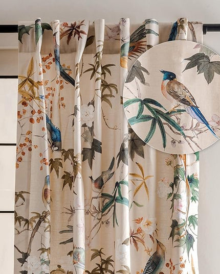 Maison d' Hermine Curtains for Living Room 100% Cotton 108 inch Length One Panel Light Filtering Curtains for Bedroom Windows with Rod and Loop Pockets Drapes (Hokuzai Beige, 50" W x 108" L)